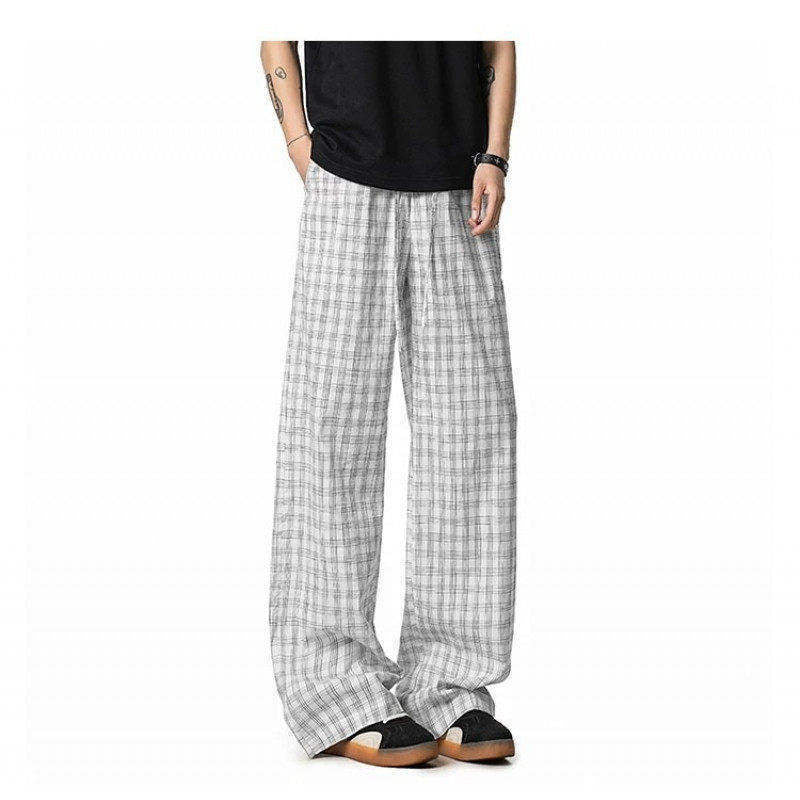 Women's Wide Cut Checkered Pants Mune Fashion