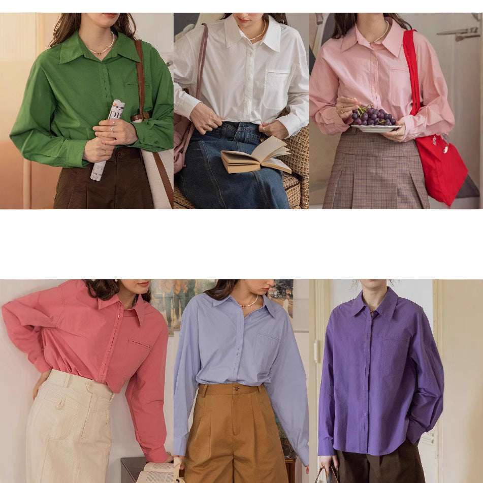 Women's Oversized Shirt Blouse with Chest Pocket Mune Fashion