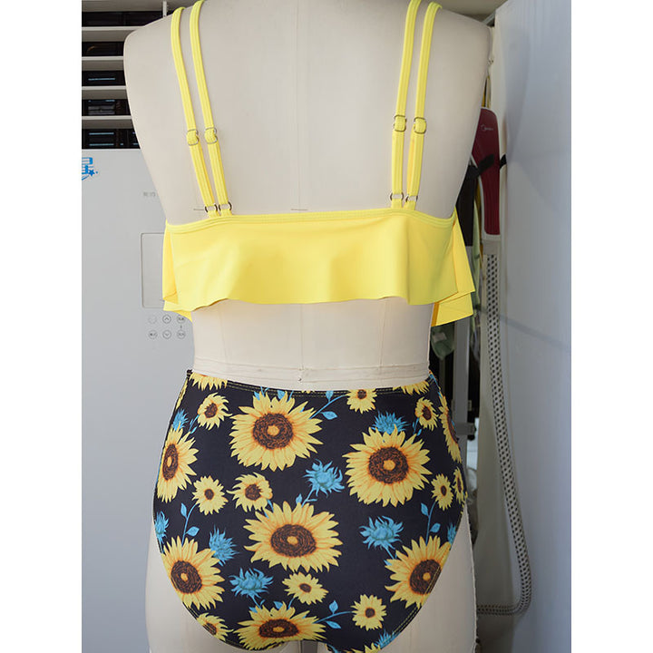 Women One-Piece Swimsuit with Flowing Top and Elaborate Floral Design Mune Fashion