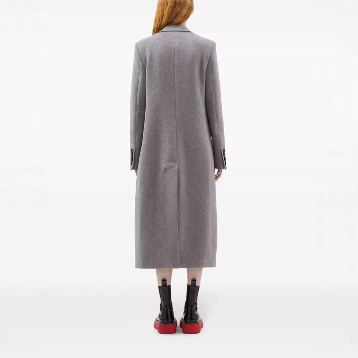 Women Maxilength Single-Breasted Long Coat in Minimalist Tailoring with Flap Pockets Mune Fashion
