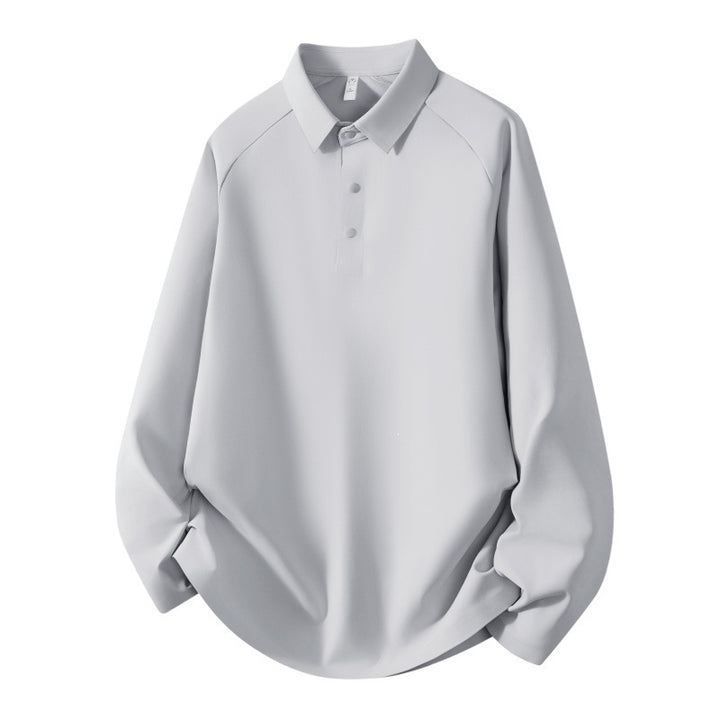 Men's Long Sleeve Polo Shirt made of technical stretch with shirt collar & half-button placket Mune Fashion