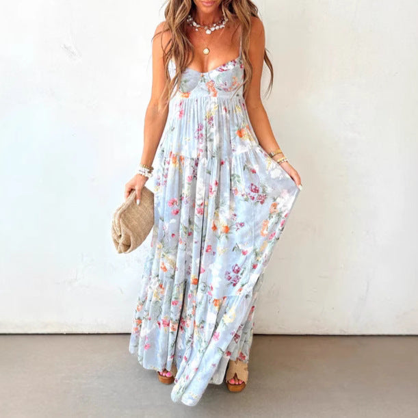 Women’s strapless maxi dress with heart-shaped bustier, gathered empire waist and soft tiered skirt Mune Fashion