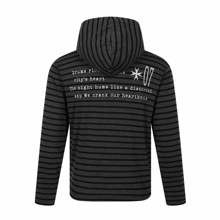 Unisex Striped Halfzip Pullover with Stand-up Collar and Typographic Front Print Mune Fashion
