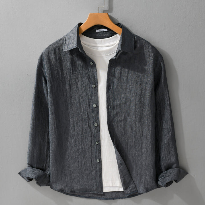 Men's Textured Linen-Cotton Shirt in Relaxed Fit Mune Fashion
