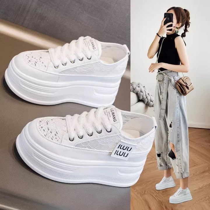 Women's Chunky Platform Sneakers with Breathable Mesh Upper and Stylish Lacing Mune Fashion