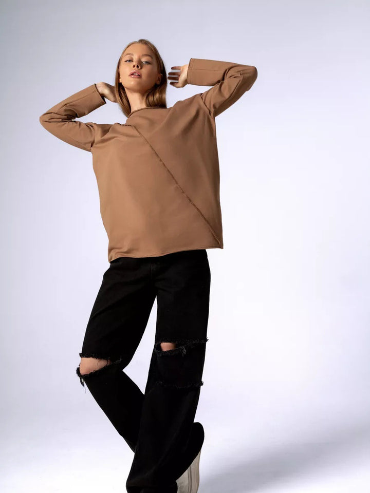 Women Oversized Longsleeve with diagonal seam and drop shoulders Mune Fashion