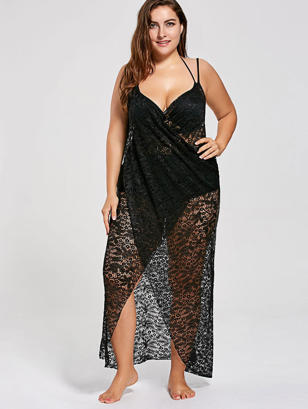 Women elegant transparent lace beach cover-up Mune Fashion