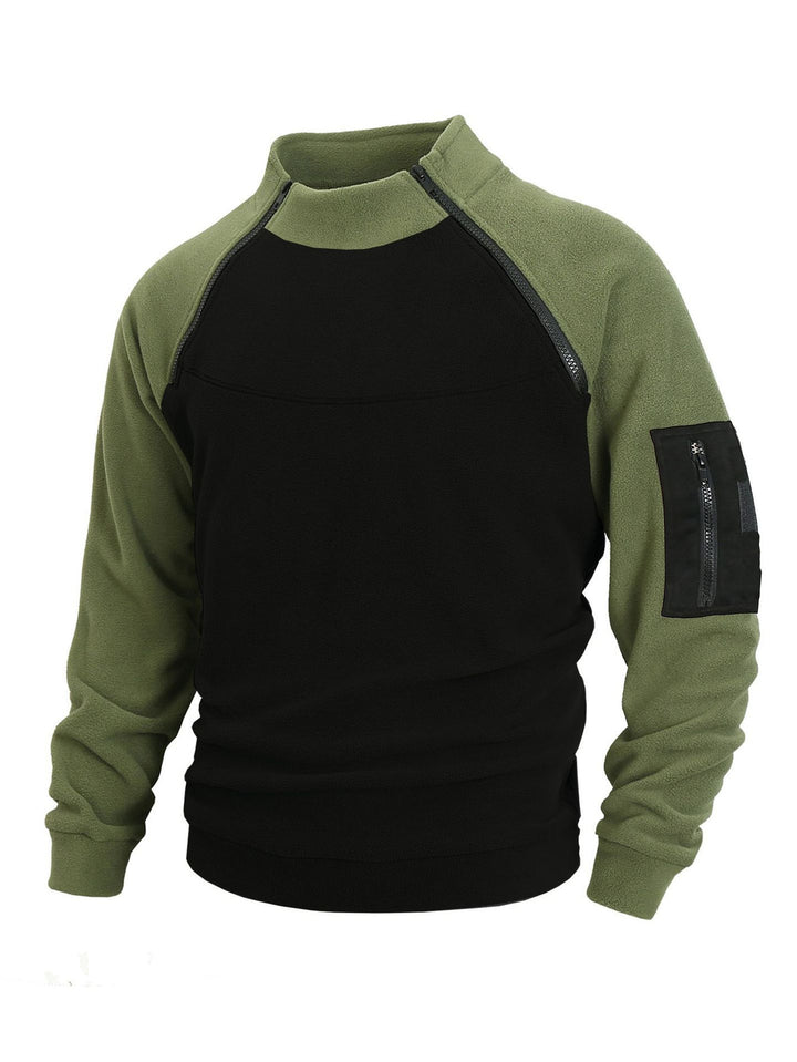 Men's nan technical fleece half-zip pullover with asymmetric shoulder zippers and zippered arm pocket Mune Fashion