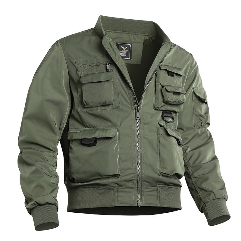 Men's utility bomber jacket with multiple pockets and robust nylon construction Mune Fashion