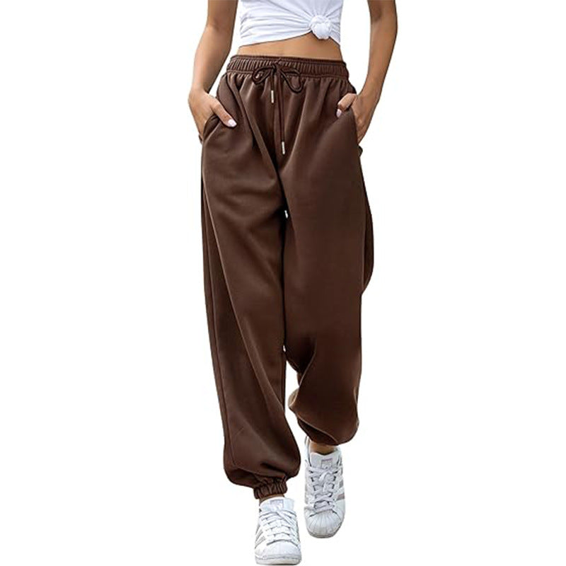 Ladies nan Cozy Sweat Palazzo Pants with high comfort waistband, integrated drawstring and gathered ankle cuffs Mune Fashion