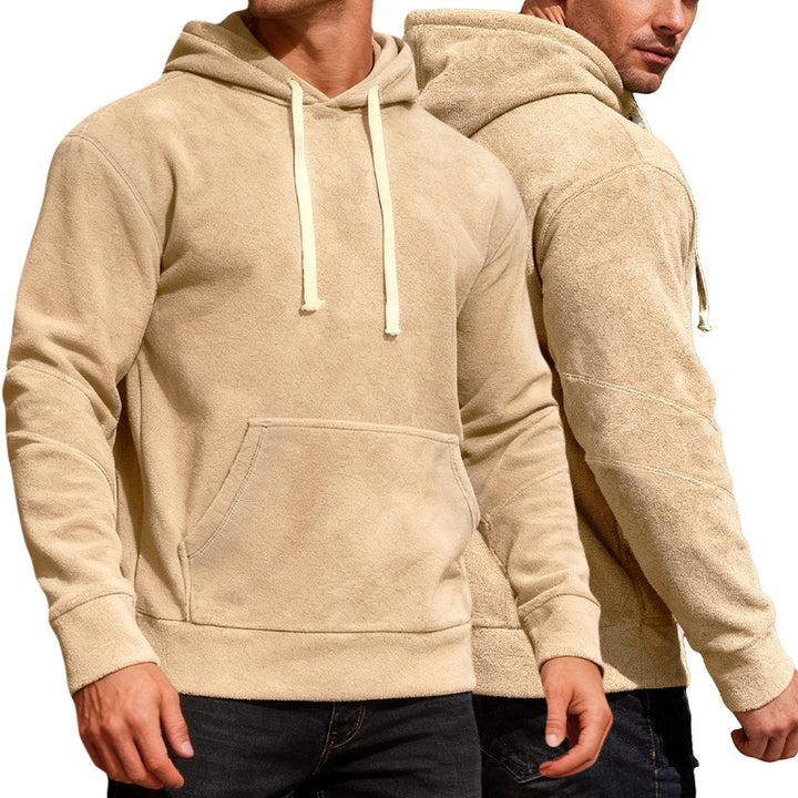 Men's nan velvety hoodie with seam details, kangaroo pocket and contrast cord Mune Fashion