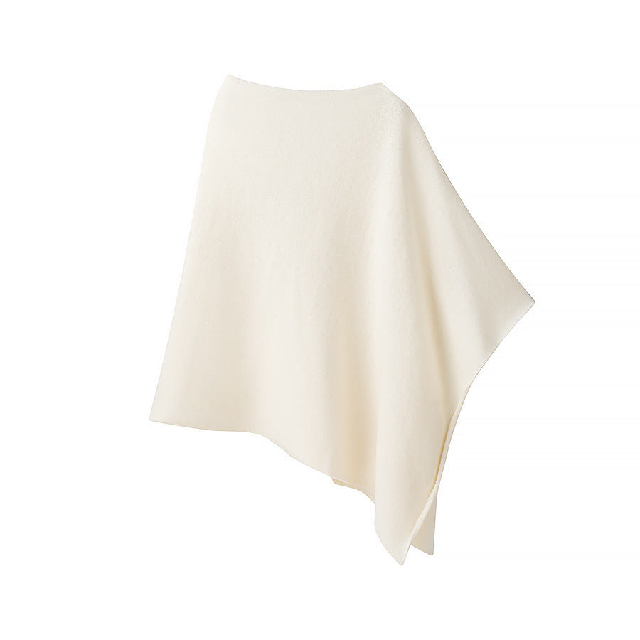 Women's nan asymmetrical knit poncho with a light fall, open side section, and fine structure Mune Fashion