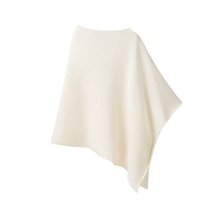 Women's nan asymmetrical knit poncho with a light fall, open side section, and fine structure Mune Fashion