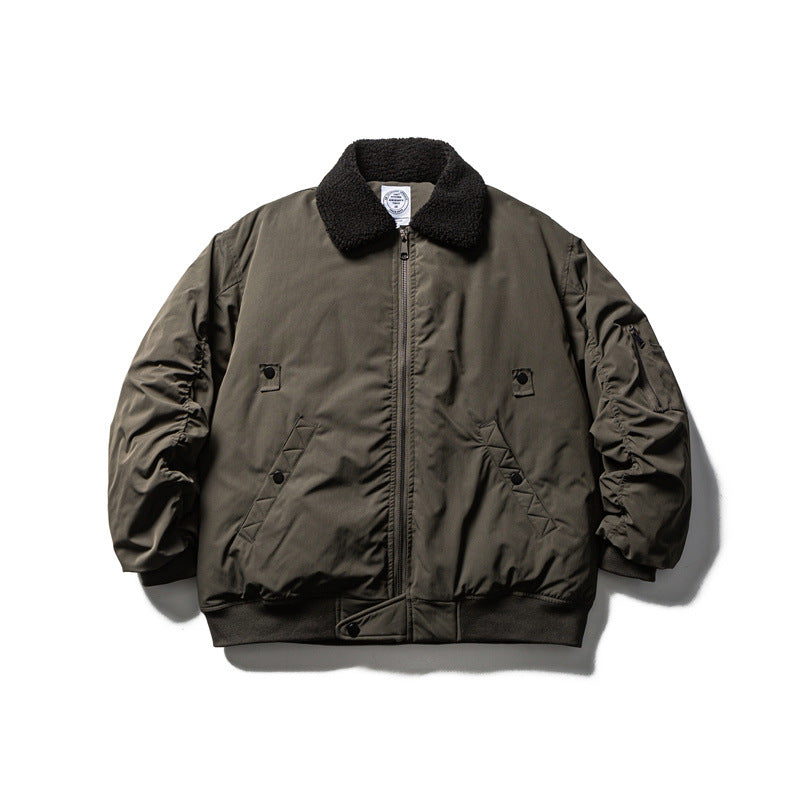 Men's short parka bomber with sherpa collar, padded utility jacket Mune Fashion