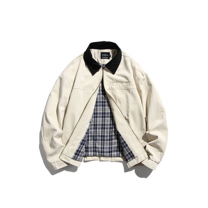 Unisex Short-cut Overshirt Jacket with Cord Collar, Chest Pocket and Precise Seam Details Mune Fashion