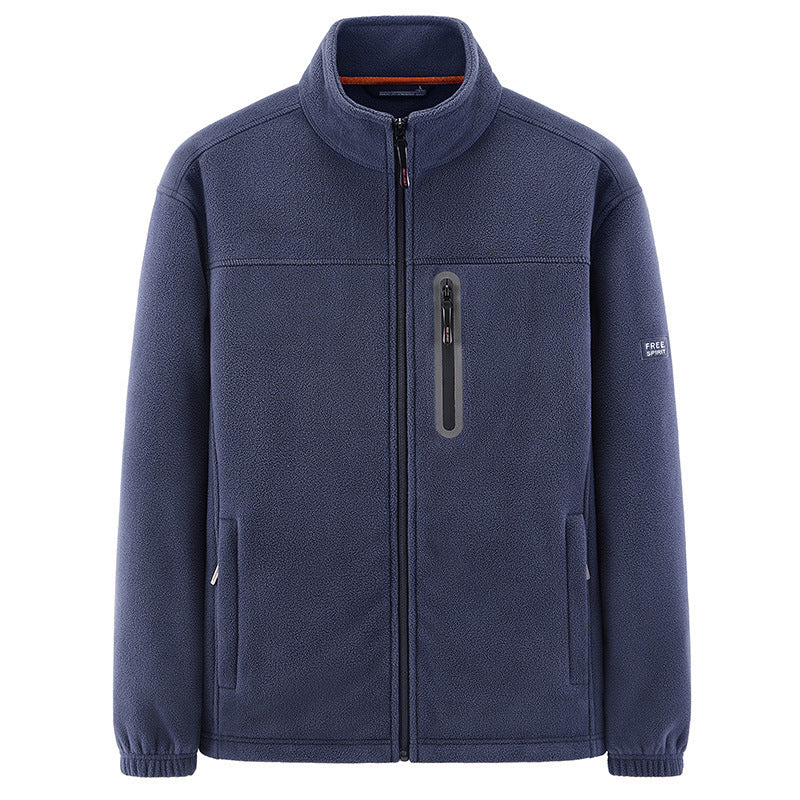 Men's Insulating Microfleece Functional Jacket with Waterproof Chest Pocket and Stand Collar Mune Fashion