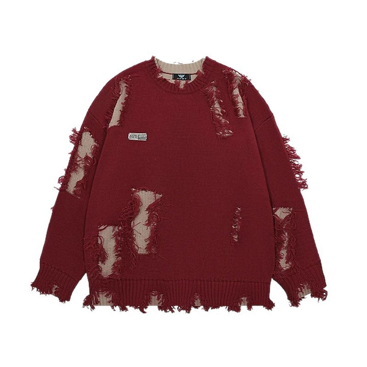 Men's Casual Chunky Knit Sweater with Distressed Look Mune Fashion