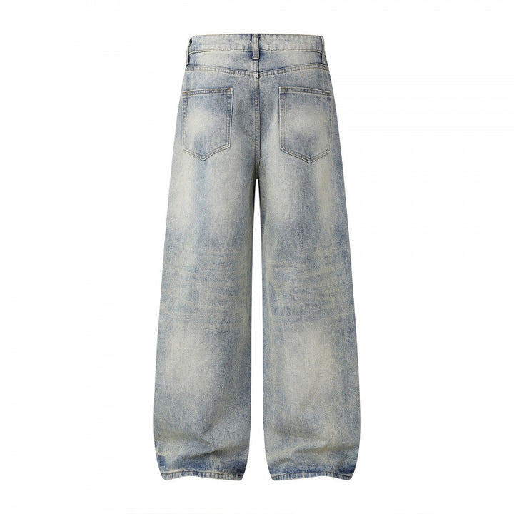 Women Wide High Waist Jeans Pants in Balloon Cut with Used Effect and Elastic Hem Mune Fashion