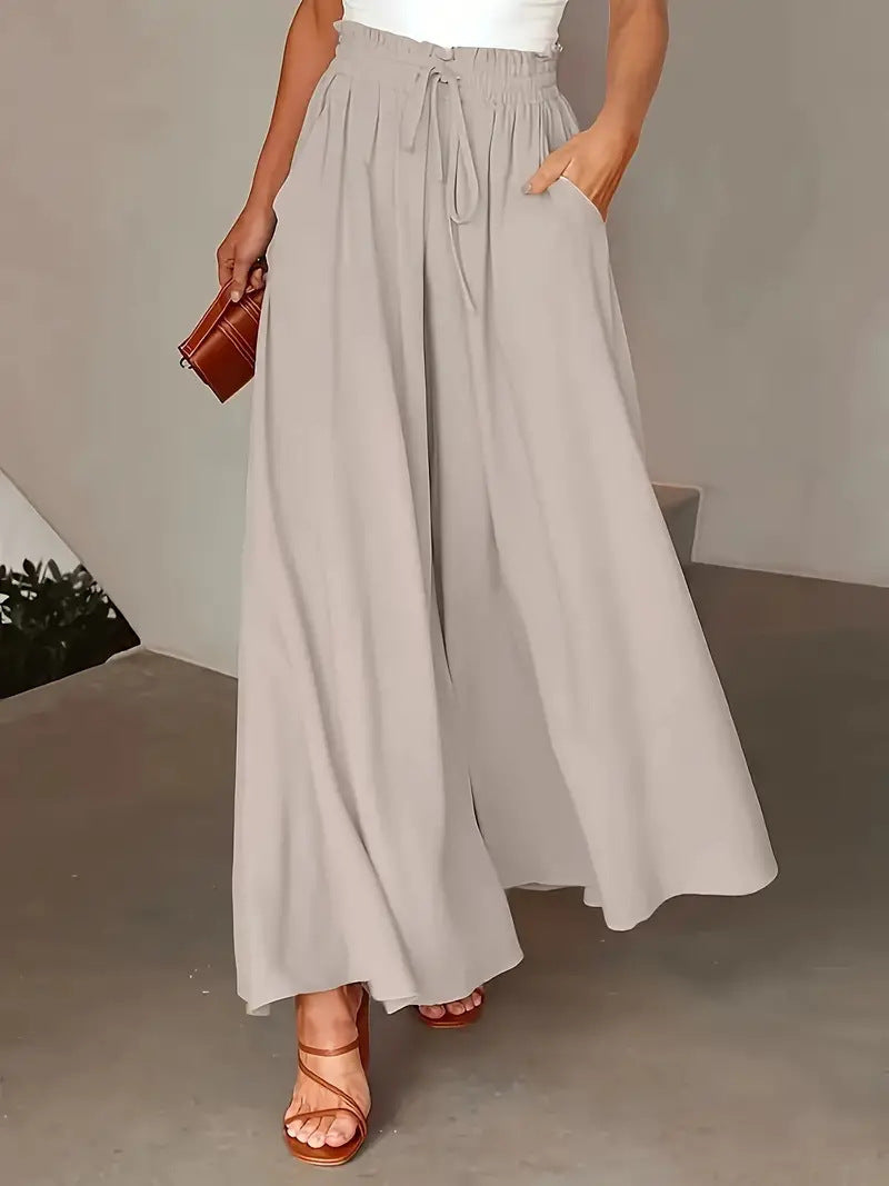 Women's Wide Cut Summer Pants with Polka Dot Design Mune Fashion