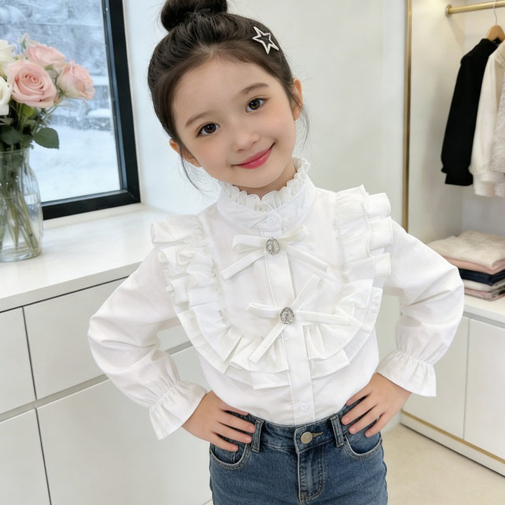 Girls' elegant blouse with ruffles and frill details Mune Fashion