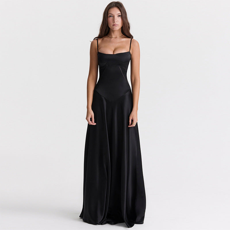 Ladies Elegant Evening Dress with Tailored Cut and Flowy Skirt Mune Fashion