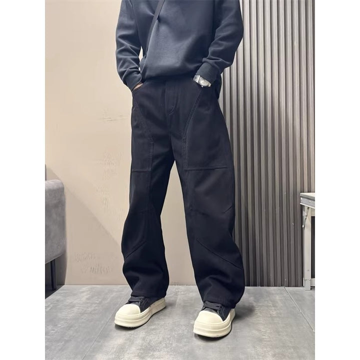 Men's Wide Cargo Pants in Baggy Style with Knee Reinforcement and Patch Pockets Mune Fashion