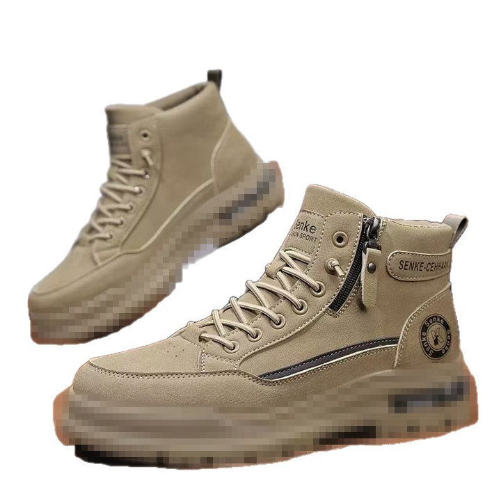 Men's ankle-high sneaker boots made of suede with zipper and patterned rubber sole Mune Fashion