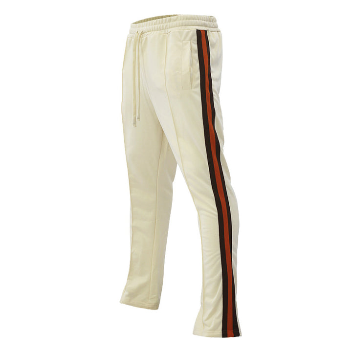 Men's Tapered Training Pants with Elastic Waistband, Drawstring and Side Contrast Stripes Mune Fashion