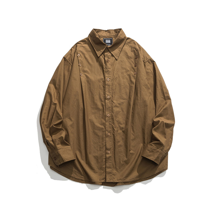 Unisex Oversized Shirt Jacket with side decorative button rows and rounded hem Mune Fashion