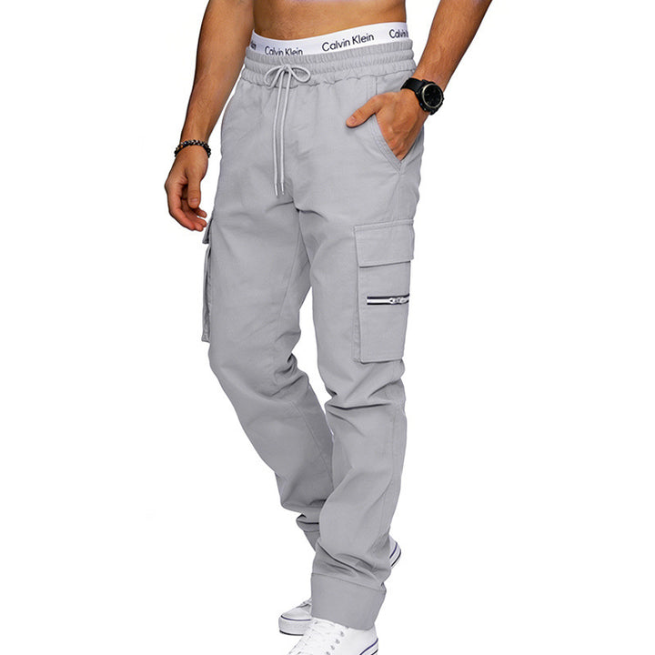 Men's cargo jogging pants with elastic waistband, drawstring and zip pockets Mune Fashion