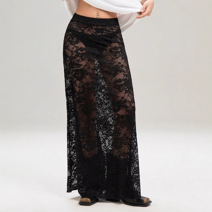 Women's loose cotton shirt and long sheer lace skirt Mune Fashion