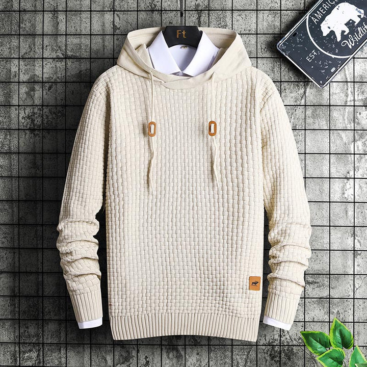 Men's Structured Hooded Knit Sweater with Relief Texture Mune Fashion