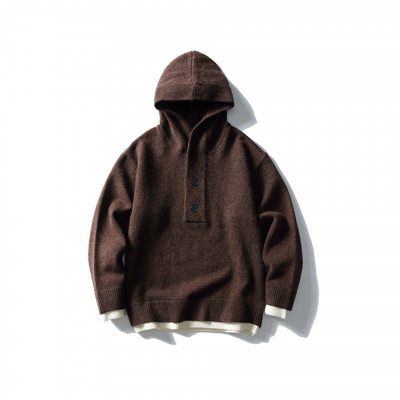 Unisex knitted hoodie with half placket, ribbed hem and double-layer finish Mune Fashion