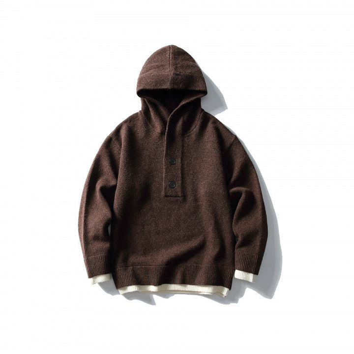Unisex knitted hoodie with half placket, ribbed hem and double-layer finish Mune Fashion