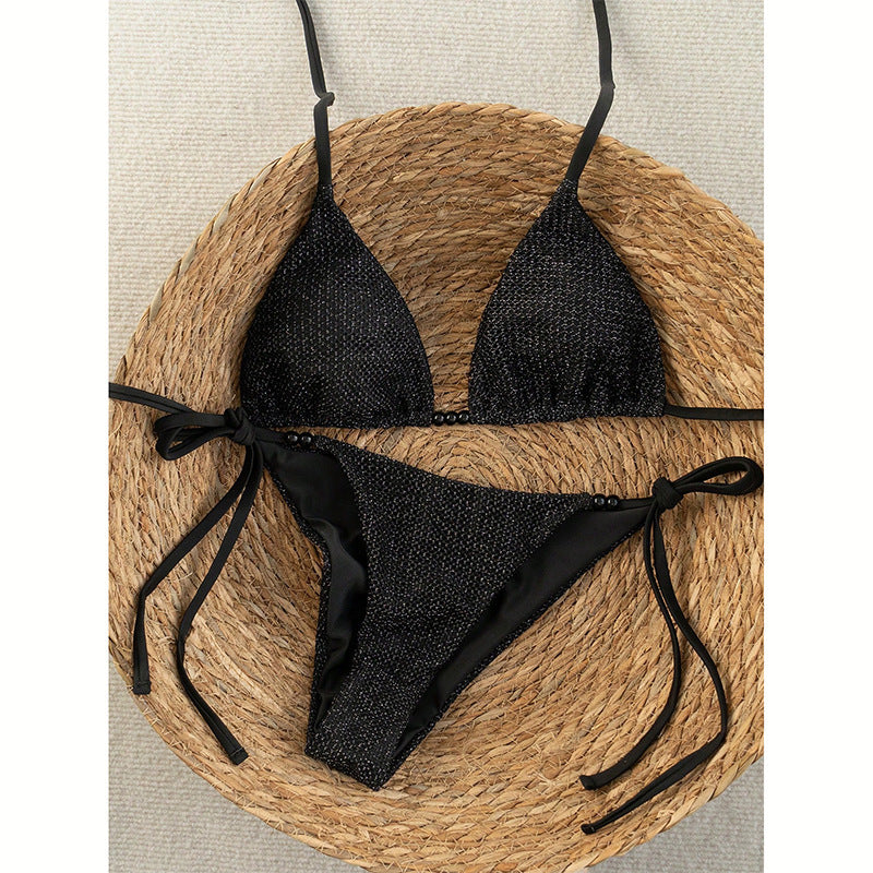 Women Triangle Bikini with trendy mesh structure and adjustable ties Mune Fashion