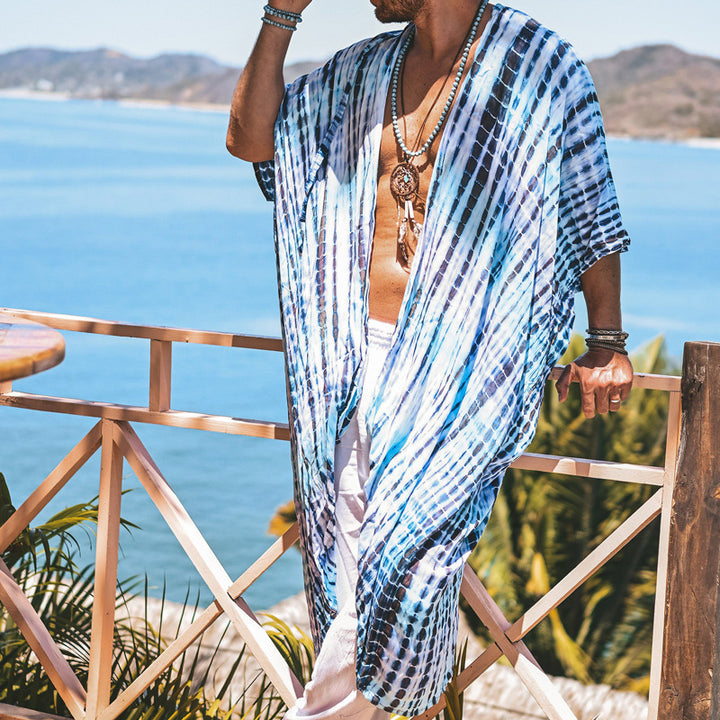 Men's Long Beach Kaftan in Batik Look made of light Viscose-Mix Mune Fashion