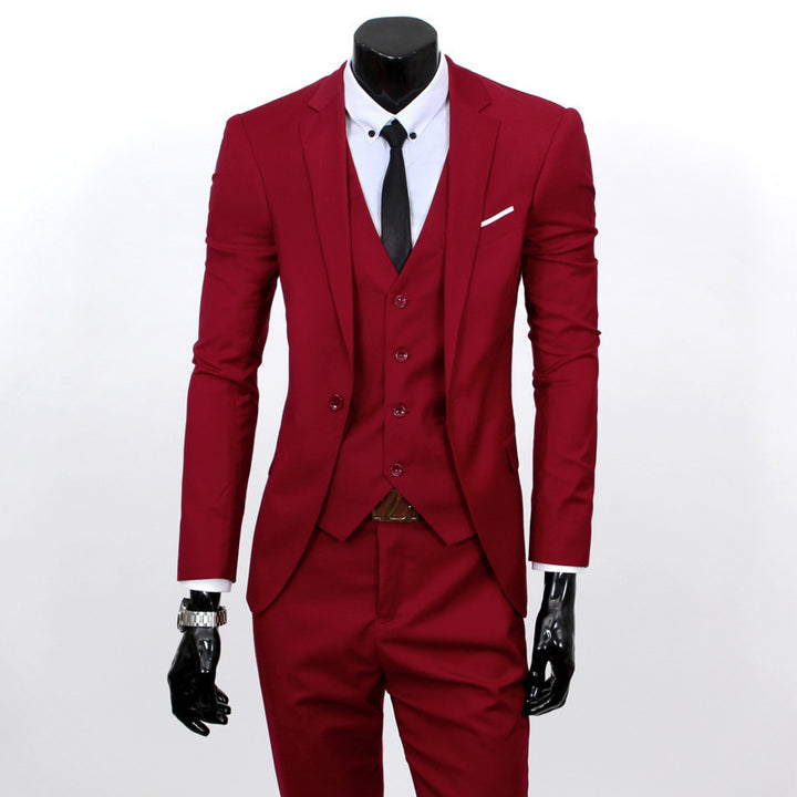 Men's slim three-piece business suit with waistcoat Mune Fashion