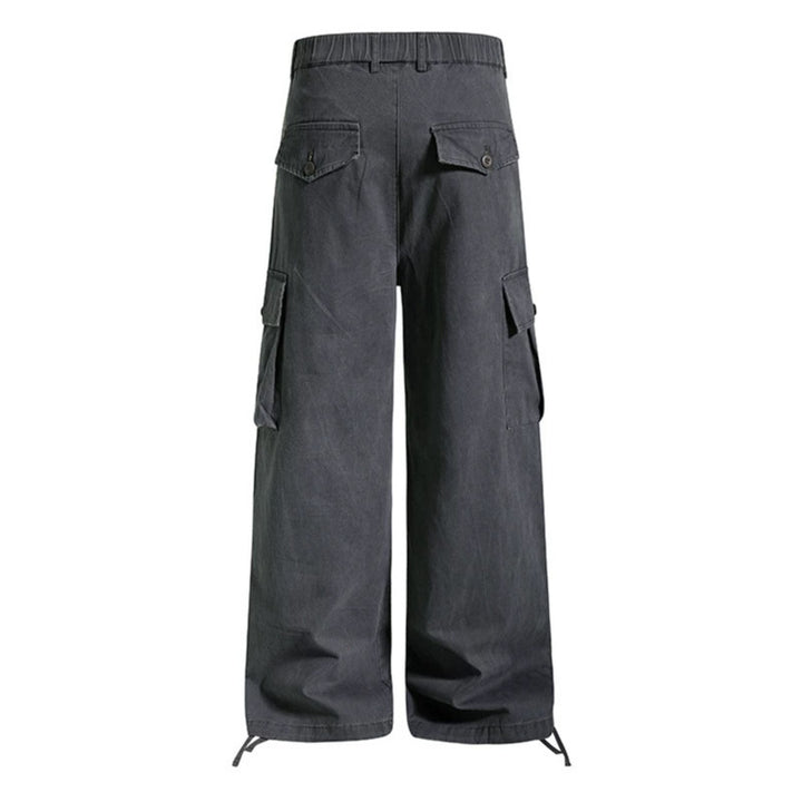 Women's wide cargo pants in utility style with multifunctional pockets and hem drawstring Mune Fashion