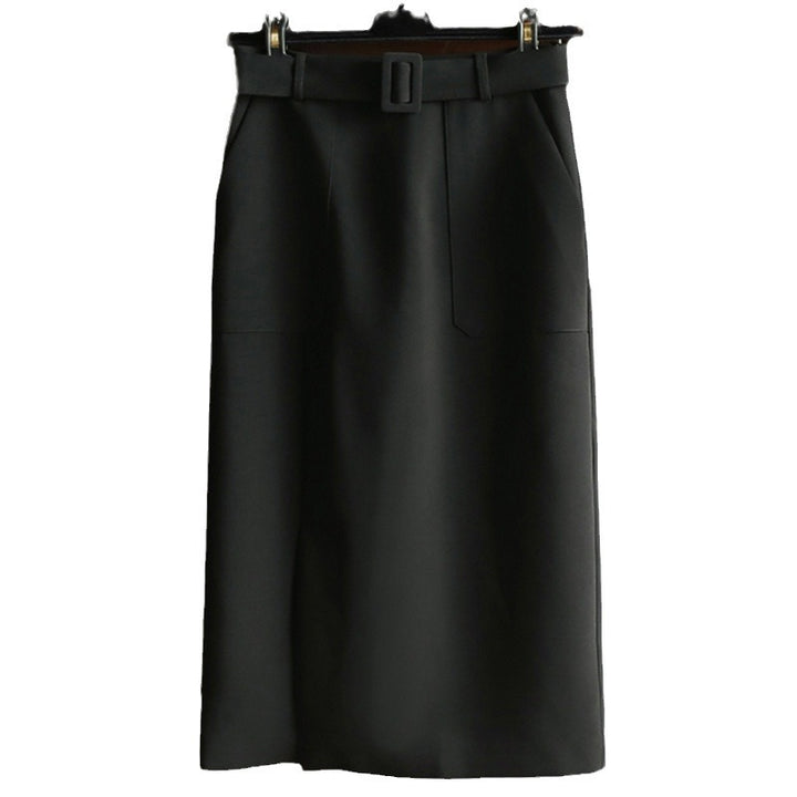 Women Elegant High-Waist Pencil Skirt with Belt Mune Fashion
