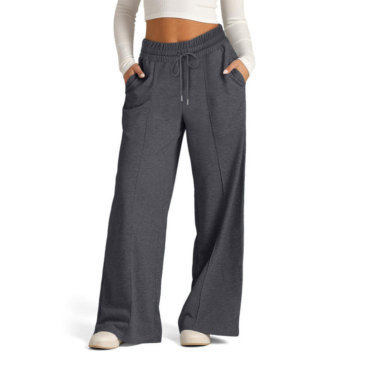 Women's wide sweatpants with high waistband and drawstring Mune Fashion