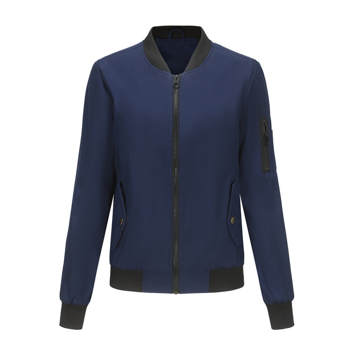 Women's lightweight bomber jacket with arm pocket, contrast cuffs, and sporty fit Mune Fashion