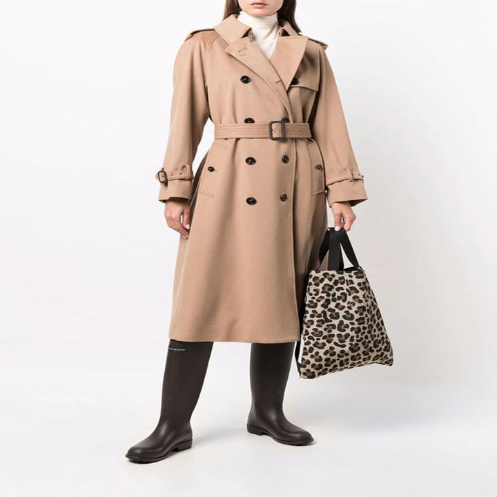 Women's Midi Length Wool Blend Trench Coat in Tailoring with Double Breasted, Waist Belt and Epaulettes Mune Fashion