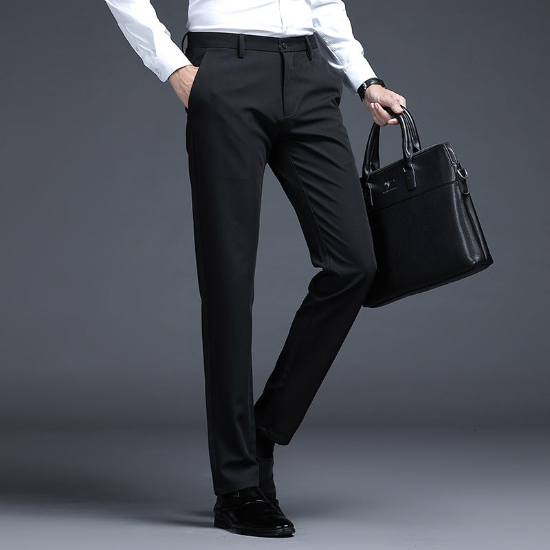 Men's Formal Slim-Fit Suit Trousers with Stretch Waistband and Crease Mune Fashion