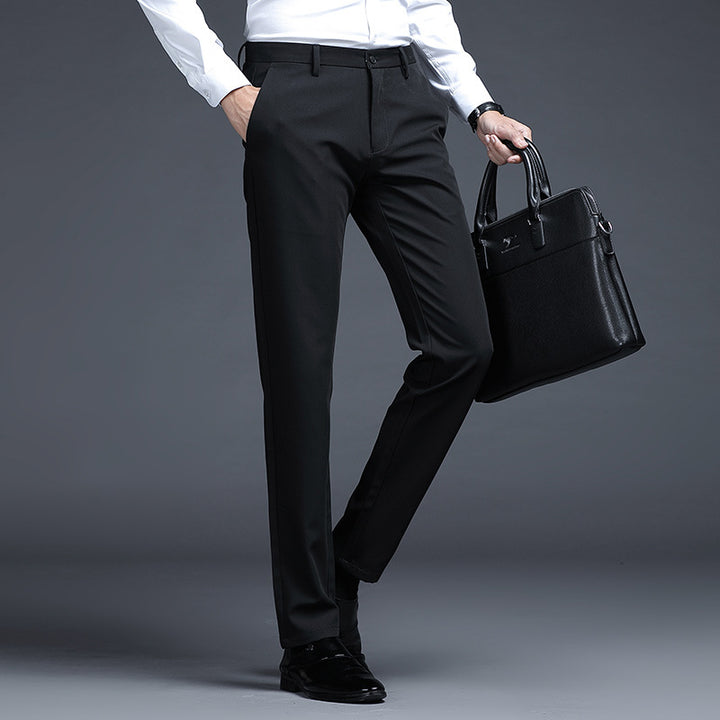 Men's Formal Slim-Fit Suit Trousers with Stretch Waistband and Crease Mune Fashion