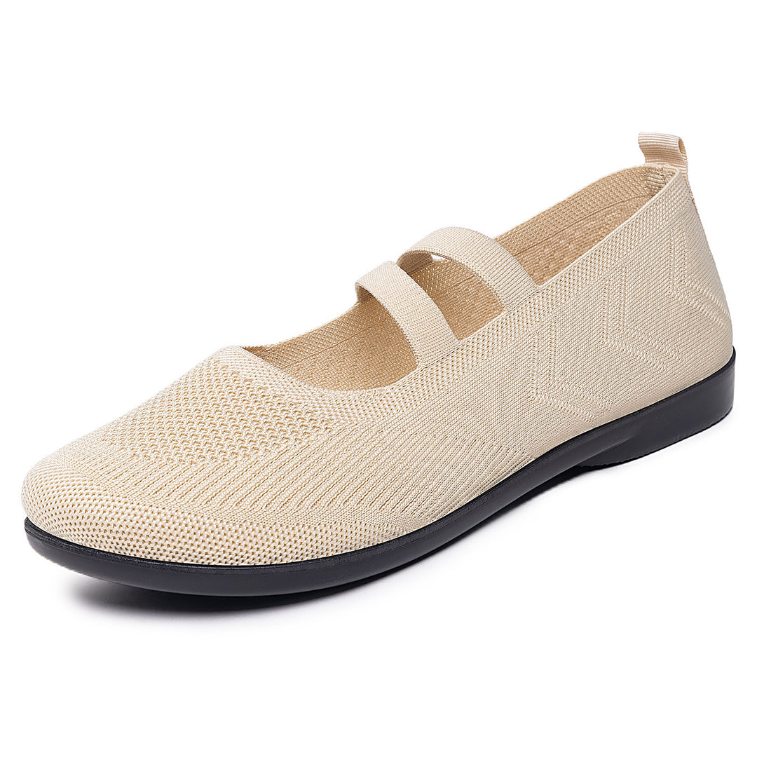 Women’s knitted comfort Mary Jane with double elastic strap and cushioning lightweight sole Mune Fashion