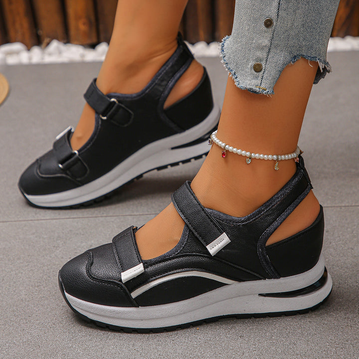 Damen sportliche Slingback-Sneakers mit Klettverschluss und leichter Keilsohle Mune Fashion