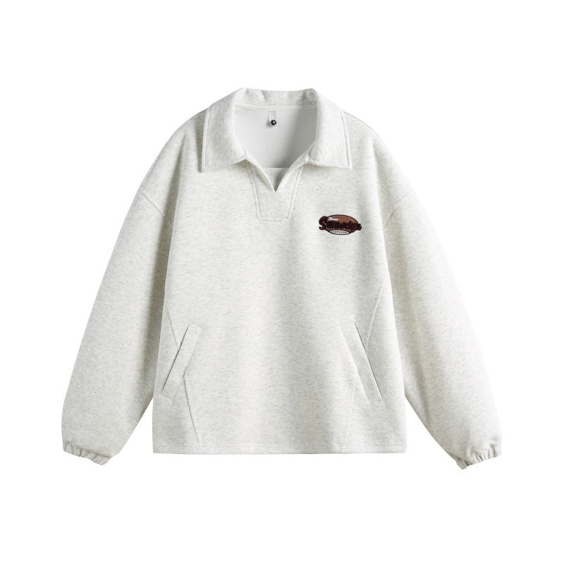 Unisex Casual Polo Sweatshirt with open Kent collar, Oversized cut and front pockets Mune Fashion