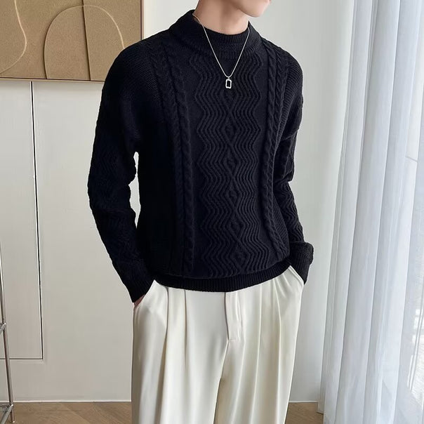 Men's chunky knit sweater with modern cable pattern Mune Fashion