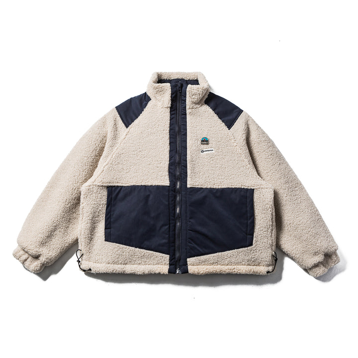 Unisex Teddy-Fleece Jacket with Nylon Panels, Stand-up Collar and Drawstring Mune Fashion