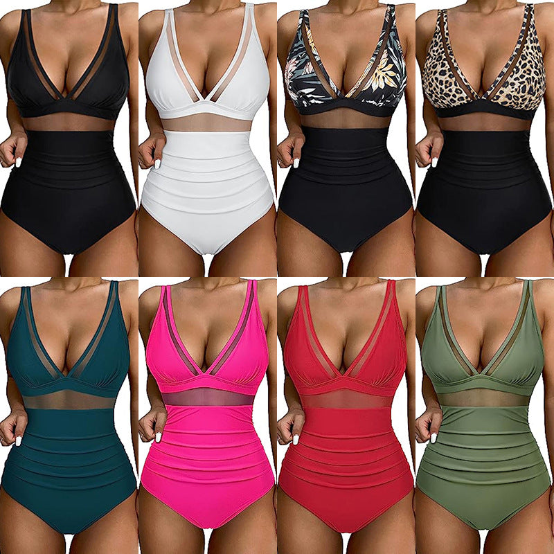 Women's One-piece Swimsuit with attractive leopard print and body-shaping design Mune Fashion